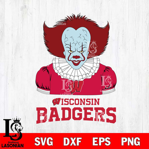 Wisconsin Badgers Pennywise Horror Sport 5 Svg Eps Dxf Png File, Digital Download