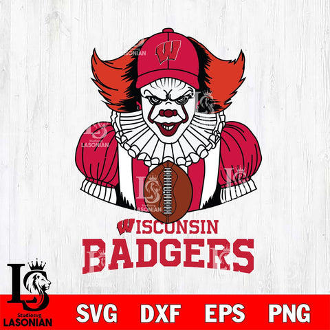 Wisconsin Badgers Pennywise Horror Sport 9 Svg Eps Dxf Png File, Digital Download