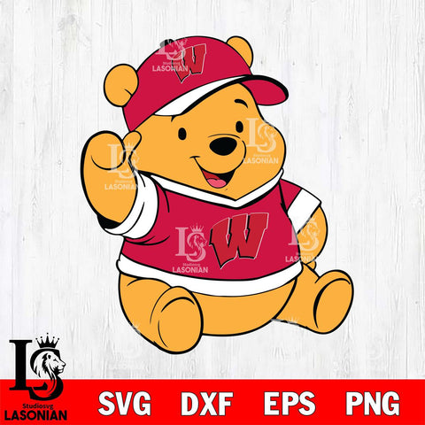 Wisconsin Badgers Pooh Bear Svg Eps Dxf Png File, NCAA svg, Digital Download, Instant Download