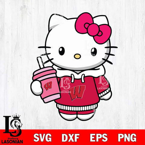 Wisconsin Badgers Pretty Hello Kitty Svg Eps Dxf Png File, Digital Download, Instant Download
