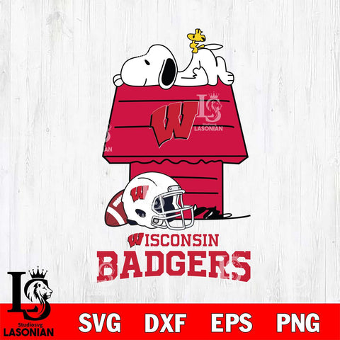 Wisconsin Badgers Snoopy Chill Football SVG DXF EPS PNG FILE,Snoopy File Cut, NCAA Digital Download,Instant Download,Christmas Silhouette