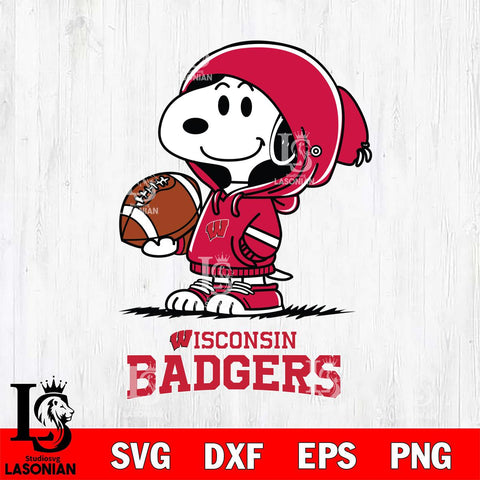 Wisconsin Badgers Snoopy Football Svg Eps Dxf Png File, NCAA svg , Digital Download , Instant Download, Cricut File