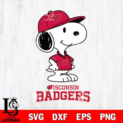 Wisconsin Badgers Snoopy Football sport SVG DXF EPS PNG FILE,Snoopy File Cut, NCAA Digital Download,Instant Download,Christmas Silhouette