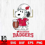 Wisconsin Badgers Snoopy Player Football SVG DXF EPS PNG FILE,Snoopy File Cut, NCAA Digital Download,Instant Download,Christmas Silhouette