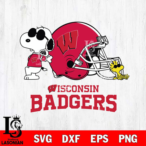 Wisconsin Badgers Snoopy Sport 2 Svg Eps Dxf Png File, Digital Download