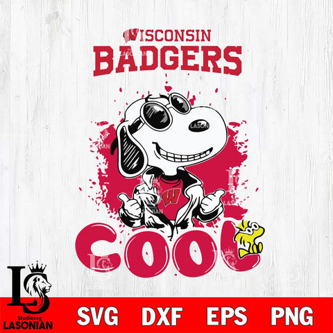Wisconsin Badgers Snoopy Sport 7 Svg Eps Dxf Png File, Digital Download