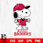 Wisconsin Badgers Snoopy football SVG DXF EPS PNG FILE,Snoopy File Cut, NCAA Digital Download,Instant Download,Christmas Silhouette