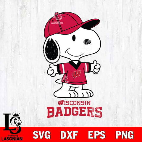 Wisconsin Badgers Snoopy football SVG DXF EPS PNG FILE,Snoopy File Cut, NCAA Digital Download,Instant Download,Christmas Silhouette