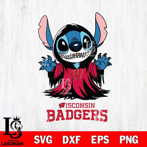 Wisconsin Badgers Stitch Ghost Svg Eps Dxf Png File, NCAA svg, Digital Download, Instant Download