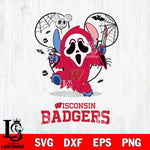Wisconsin Badgers Stitch Ghost Face Halloween 2 Svg Eps Dxf Png File, Digital Download, Instant Download