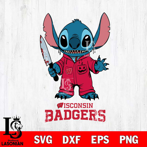 Wisconsin Badgers Stitch Horror 2 Svg Eps Dxf Png File, NCAA svg, Digital Download, Instant Download