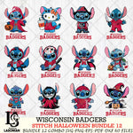 Wisconsin Badgers Stitch Horror Bundle 12 SVG Svg Eps Dxf Png File, NCAA svg, Digital Download, Instant Download