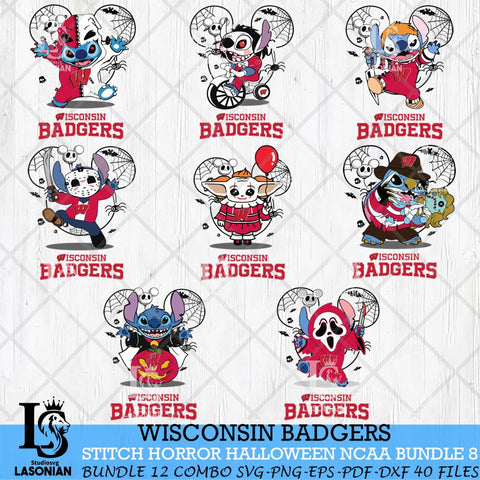 Wisconsin Badgers Stitch Horror Halloween Bundle NCAA Svg Eps Dxf Png File, Digital Download, Instant Download