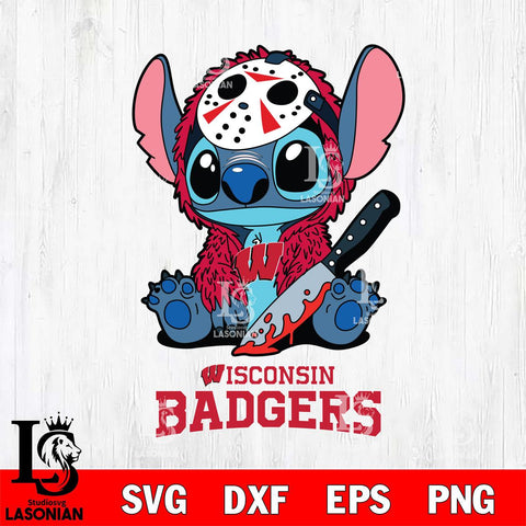 Wisconsin Badgers Stitch Jason Voorhees Svg Eps Dxf Png File, NCAA svg, Digital Download, Instant Download