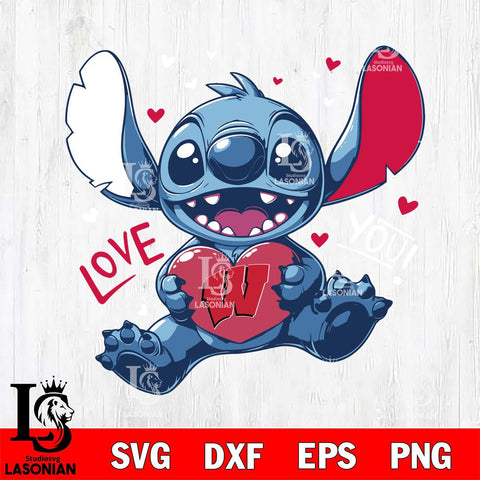 Wisconsin Badgers Stitch Love Svg Eps Dxf Png File, NCAA svg, Digital Download, Instant Download
