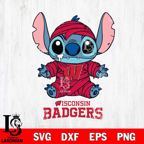 Wisconsin Badgers Stitch Mummy Svg Eps Dxf Png File, NCAA svg, Digital Download, Instant Download