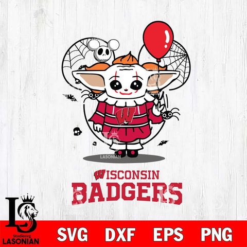 Wisconsin Badgers Stitch Pennywise Halloween Svg Eps Dxf Png File, Digital Download, Instant Download