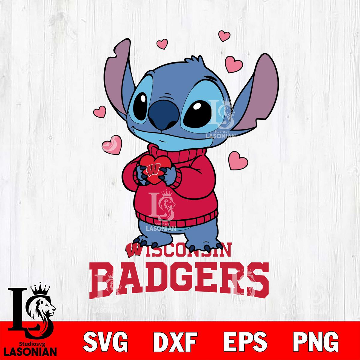 Wisconsin Badgers Stitch Valentine Digital Download, NCAA SVG DXF EPS ...