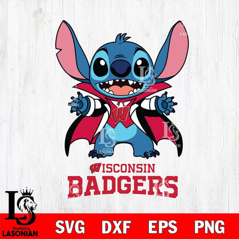 Wisconsin Badgers Stitch Vampire halloween Svg Eps Dxf Png File, NCAA svg, Digital Download, Instant Download