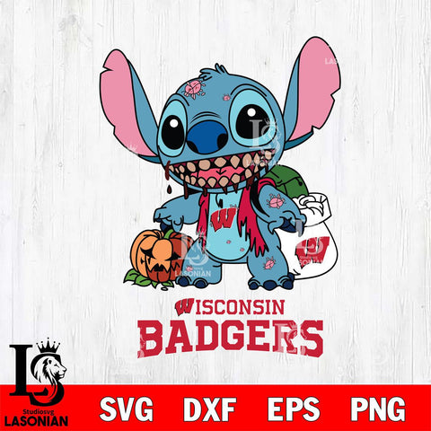 Wisconsin Badgers Stitch Zombie Svg Eps Dxf Png File, NCAA svg, Digital Download, Instant Download