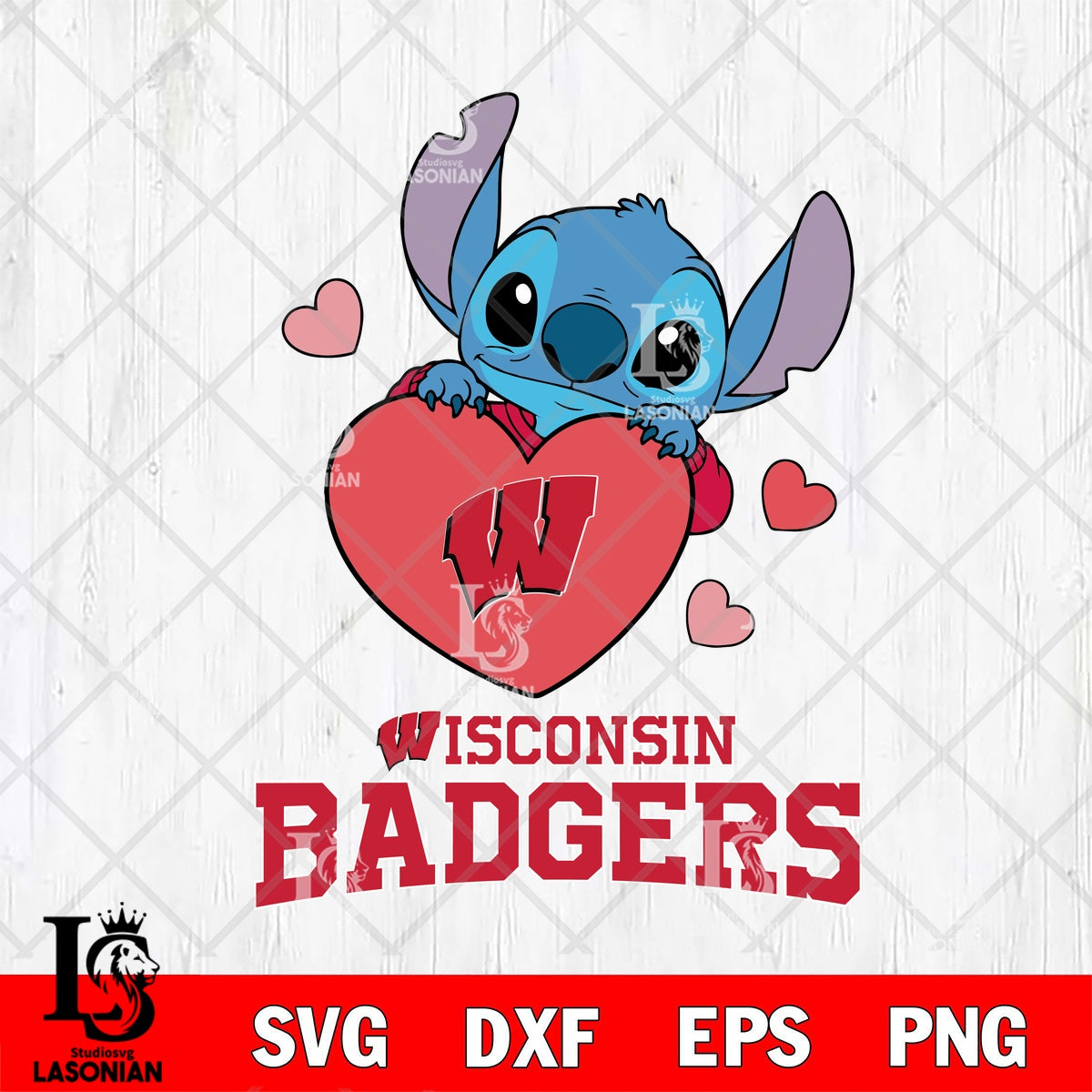 Wisconsin Badgers Stitch hugging heart File cut , Football Criucut ...