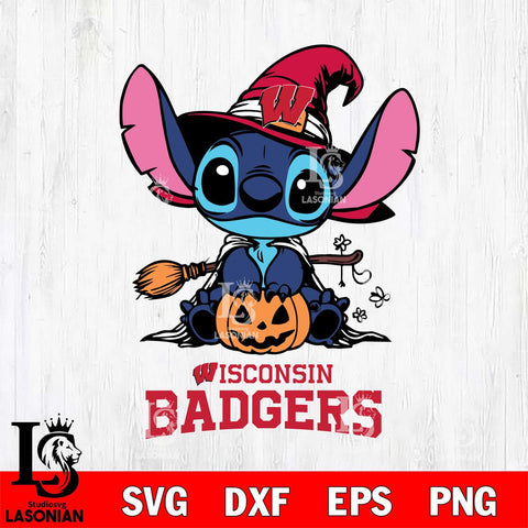 Wisconsin Badgers Stitch witch Svg Eps Dxf Png File, NCAA svg, Digital Download, Instant Download
