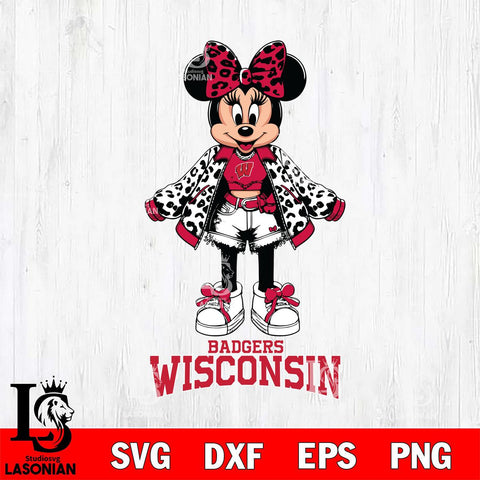 Wisconsin Badgers Style Minnie Disney Svg Eps Dxf Png File, Digital Download, Instant Download