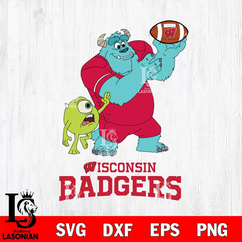 Wisconsin Badgers Sully & Mike Football Cricut,Christmas SVG DXF EPS PNG FILE, NCAA Digital Download,Instant Download, Silhouette
