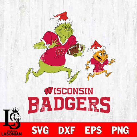 Wisconsin Badgers The Grinch & Max Football Cricut,Christmas SVG DXF EPS PNG FILE, NCAA Digital Download,Instant Download, Silhouette