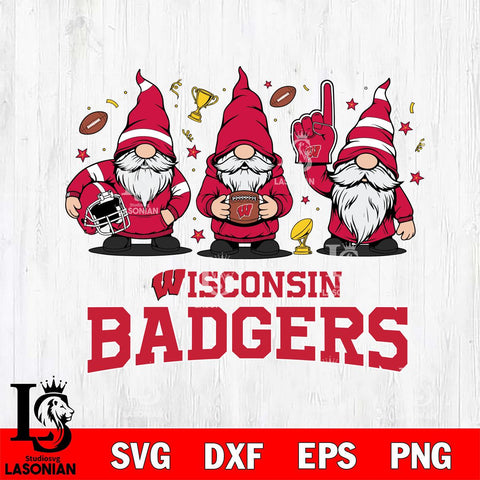 Wisconsin Badgers Three Gnome FAN File Cut, NCAA SVG, Digital Download , Criucut , Silhouette