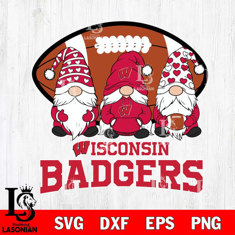 Wisconsin Badgers Three Gnome Football File Cut, NCAA SVG, Digital Download , Criucut , Silhouette