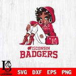 Wisconsin Badgers #1 beauty Black Fan Girl, Svg Eps Dxf Png File, Digital Download