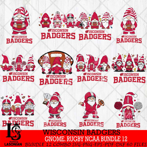 Wisconsin Badgers  Gnome Football NCAA Bundle File Cut, NCAA SVG, Digital Download , Criucut , Silhouette