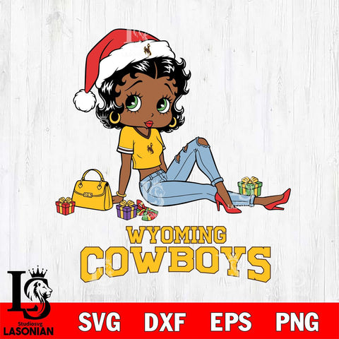 Wyoming Cowboys Betty Boop Christmas Packing File Cut, NCAA SVG DXF EPS PNG PDF File, Digital Download , Criucut , Silhouette