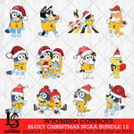 Wyoming Cowboys Bluey Christmas NCAA Bundle 12 SVG Eps Dxf Png File, Digital Download, Instant Download