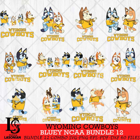 Wyoming Cowboys Bluey Dace Mode NCAA Bundle 12 SVG Eps Dxf Png File, Digital Download, Instant Download