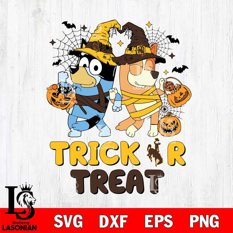 Wyoming Cowboys Bluey Trick or Treat Halloween 2 Svg Eps Dxf Png File, Digital Download, Instant Download