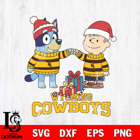 Wyoming Cowboys Bluey With Charlie Brown Christmas File Cut, NCAA SVG DXF EPS PNG FILE, Digital Download,Instant Download, Silhouette