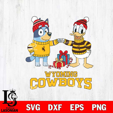 Wyoming Cowboys Bluey With Donald Duck Christmas File Cut, NCAA SVG DXF EPS PNG FILE, Digital Download,Instant Download, Silhouette