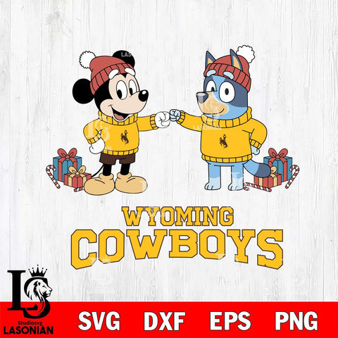 Wyoming Cowboys Bluey With Mickey Christmas File Cut, NCAA SVG DXF EPS PNG FILE, Digital Download,Instant Download, Silhouette