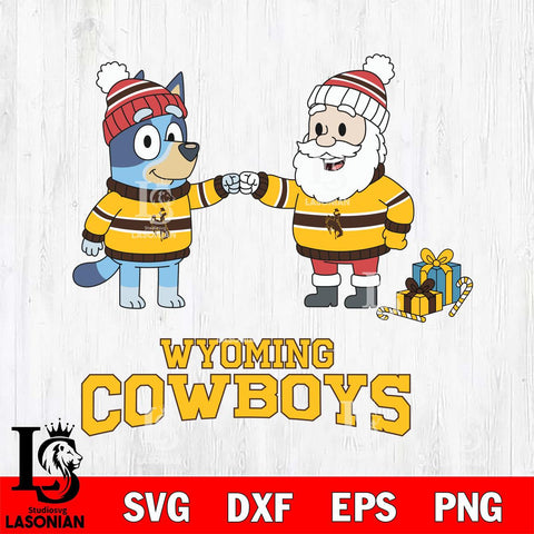 Wyoming Cowboys Bluey With Satan Christmas File Cut, NCAA SVG DXF EPS PNG FILE, Digital Download,Instant Download, Silhouette