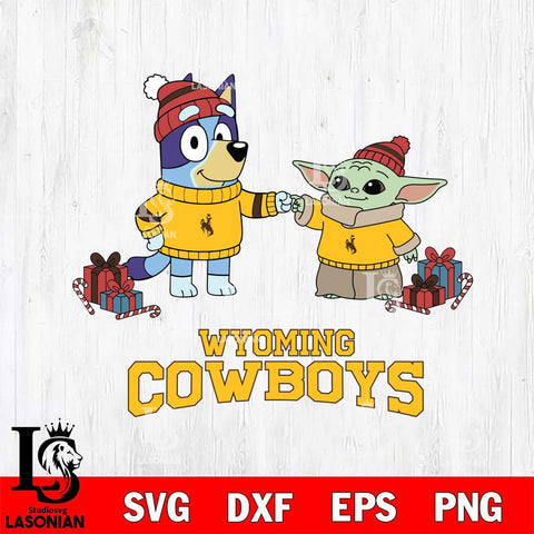 Wyoming Cowboys Bluey With Yoda Christmas File Cut, NCAA SVG DXF EPS PNG FILE, Digital Download,Instant Download, Silhouette