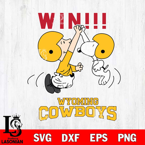 Wyoming Cowboys Charlie Brown and Snoopy Win Svg Eps Dxf Png File, NCAA svg , Digital Download , Instant Download, Cricut File