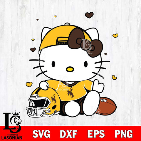 Wyoming Cowboys Cute Hello Kitty Football Svg Eps Dxf Png File, NCAA svg, Digital Download, Instant Download