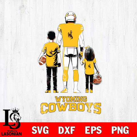 Wyoming Cowboys Father And Child Football SVG DXF EPS PNG FILE,NCAA SVG, Father day Digital Download,Instant Download, Silhouette