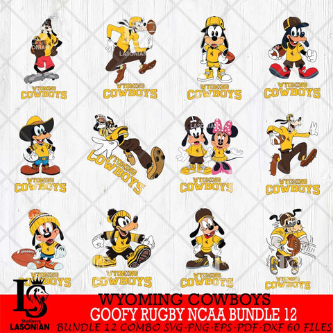 Wyoming Cowboys Goofy Rugby Disney NCAA Bundle 12 SVG DXF EPS PNG FILE,NCAA bundle svg ,Football Digital Download,Instant Download, Silhouette
