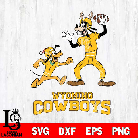 Wyoming Cowboys Goofy & Pluto Football Cricut,Christmas SVG DXF EPS PNG FILE, NCAA Digital Download,Instant Download, Silhouette