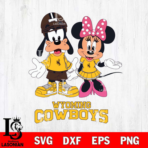 Wyoming Cowboys Goofy and Minnie mouse Football SVG DXF EPS PNG FILE,NCAA svg ,Football Digital Download,Instant Download, Silhouette