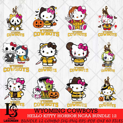 Wyoming Cowboys Hello Kitty Horror NCAA Bundle 12 SVG Svg Eps Dxf Png File, Digital Download