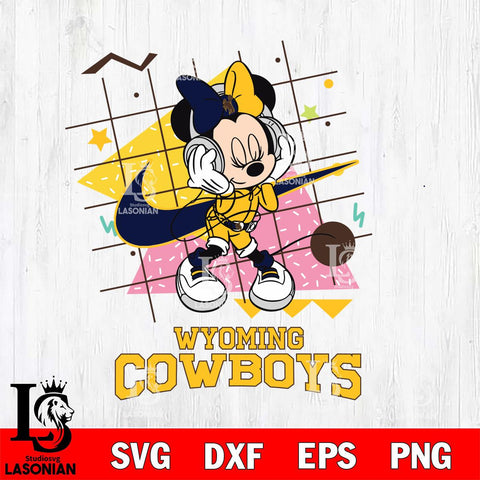 Wyoming Cowboys Minnie Mouse Dancing SVG DXF EPS PNG FILE, NCAA File Cut,Digital Download,Instant Download